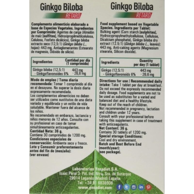 Ginkgo Biloba Retard 30 Capsules