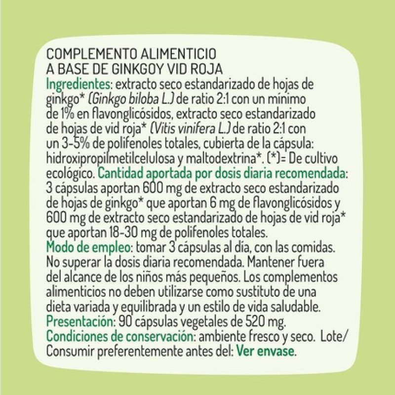 El Granero Integral Ginkgo Red Vine Bio 90 Capsules