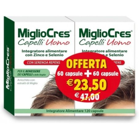 MIGLIOCRES Man Hair Food Supplement 60 Capsules - Pack of 2