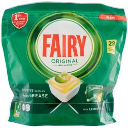 Fairy Original Dishwasher Tabs 28 Caps, Detergent Lemon
