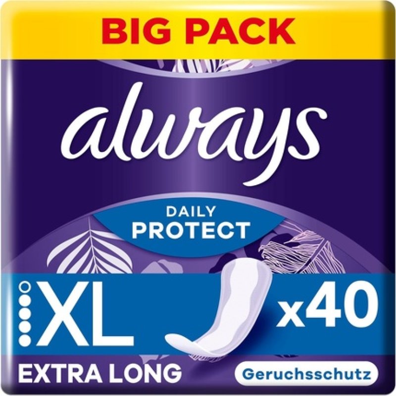 Always Daily Protect Extra Long Panty Liners for Women - Big Pack of 40