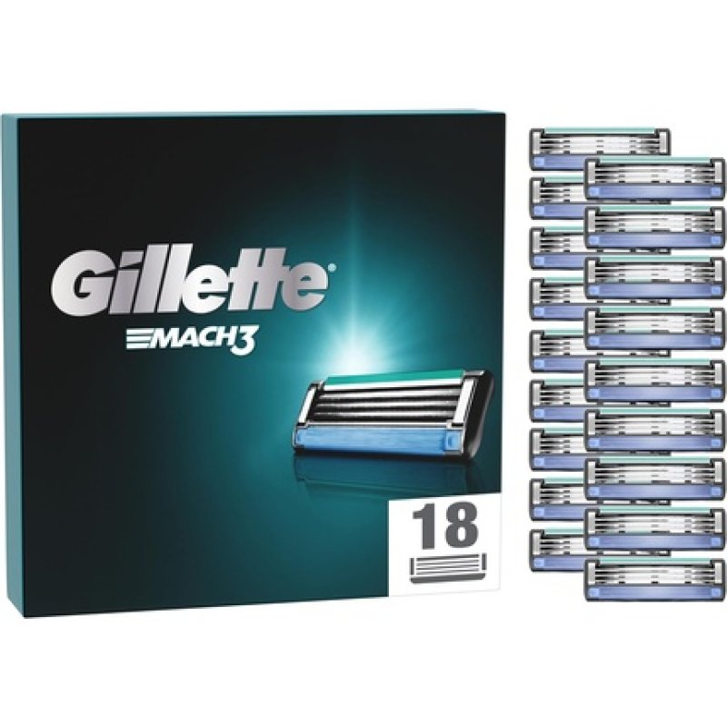 Gillette Mach3 Razor Blades 18 Replacement Parts 3 Blades Micro Guard Optimal Glide Effect with Lubricating Strip Up to
