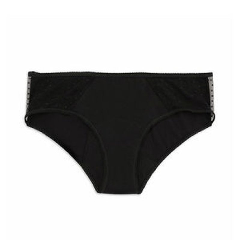 Kiwitas Classic Plumeti Menstrual Panties - Black, Size Medium