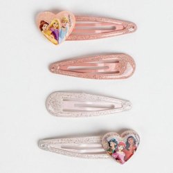 Disney Princess Glittered Hair Snap Clips for Girls 2 Inch Metal Non-Slip Clips