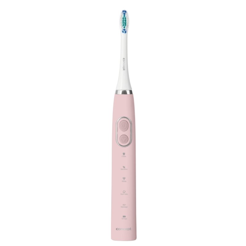 CONCEPT Sonic Electric Toothbrush with Travel Case 2 Brush Heads Daily Clean Sensitive Pink
