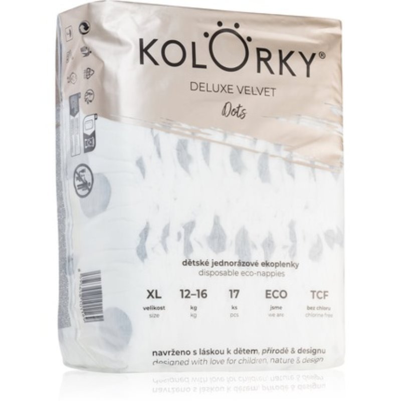 Kolorky Deluxe Velvet Dots Disposable Diapers - Size: XL (12-16 kg), Quantity: 17 pcs