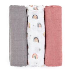 Petite&Mars Moussy Cloth Diapers in Rose Rainbows - 68 x 68 cm, 3 pcs