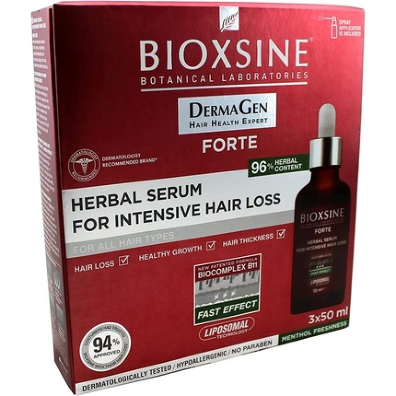 BIOXSINE Dermagen Forte Shampoo Supplement for Hair Loss Bio Complex B11 Mixture 3 x 50ml - Pack of 3