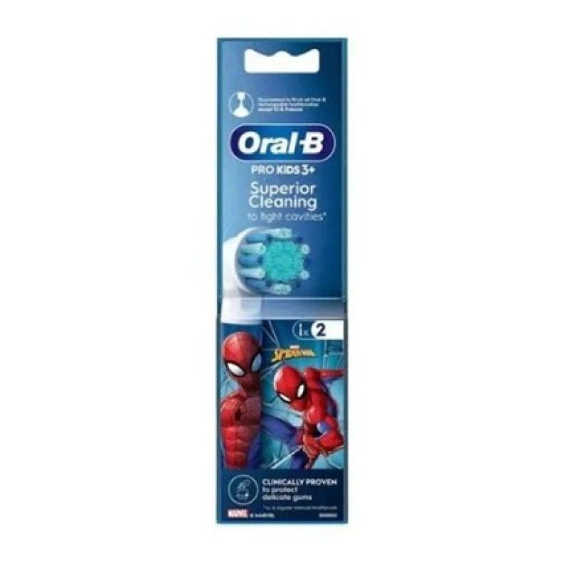 Oral-B Pro Kids 3 Superior Cleaning Spiderman Replacement Brush Heads - 2 Pack