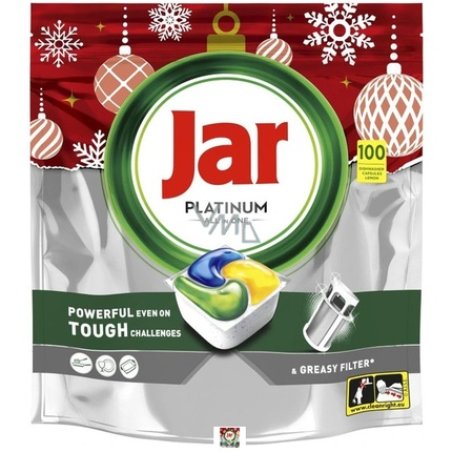 Jar Platinum Dishwasher Caps 100 Pieces All In 1 Lemon