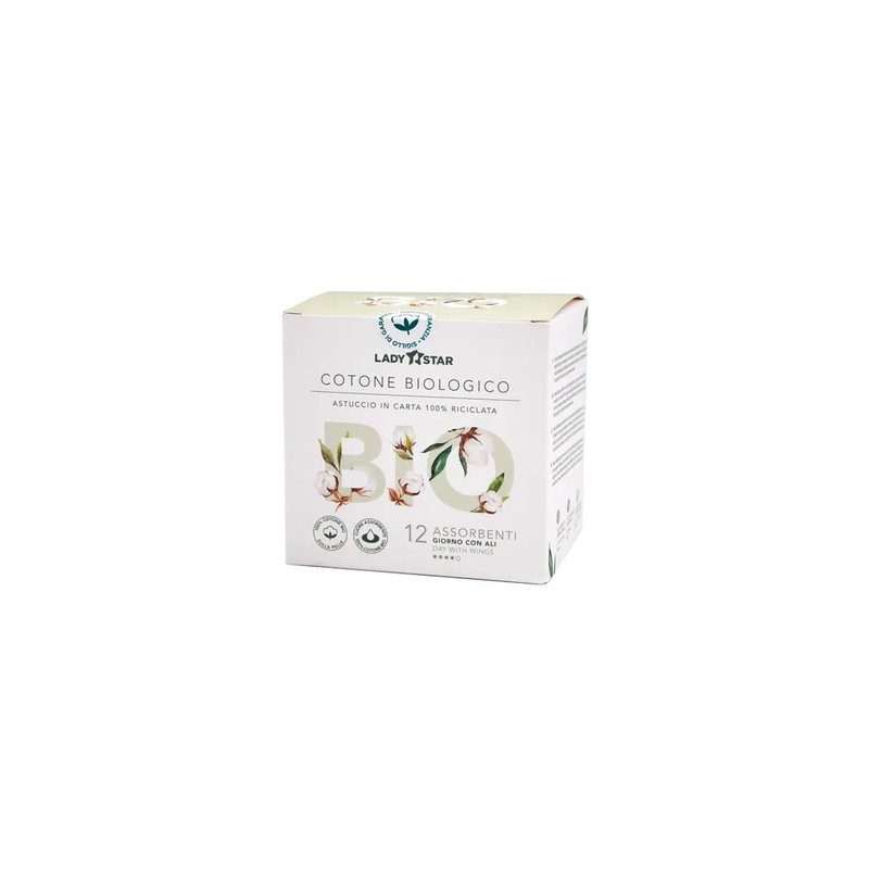 Lady Star Organic Cotton 12 Day Pads With Wings