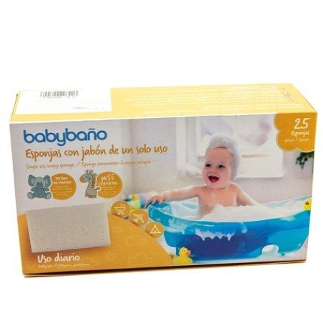 Babybaño Disposable Sponge with Soap for Babies and Children 0-3 Years Pediatric and Dermatological Gel Individually