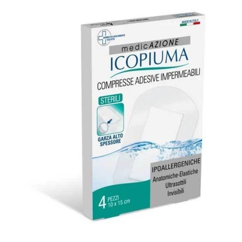 Icopiuma Postoperative Sterile Waterproof Adhesive Tablets 10x15cm - Pack of 4