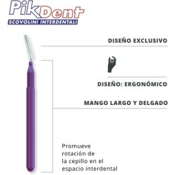 Pikdent Interdental Brushes with Coated Steel Core and Tynex Bristles Size 3 Yellow 0.6mm Cylindrical 10 Brushes