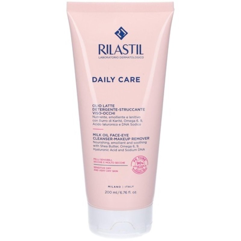 Rilastil Daily Care Face and Eye Cleansing Milk with Shea Butter and Hyaluronic Acid