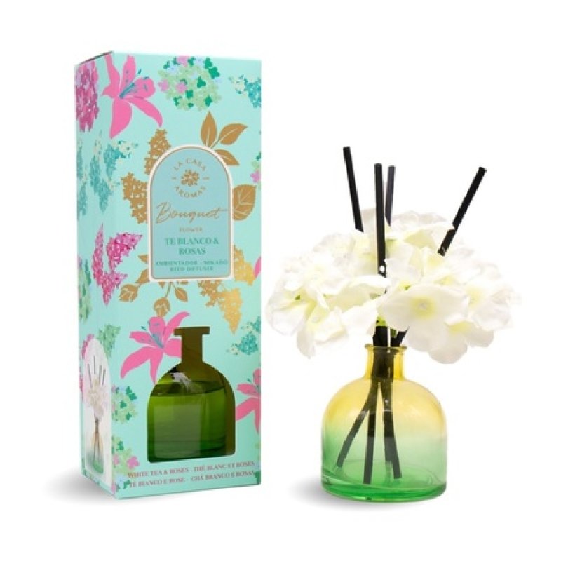 La Casa De Los Aromas Flower Bouquet Fragrance Sticks White Tea Roses 170ml