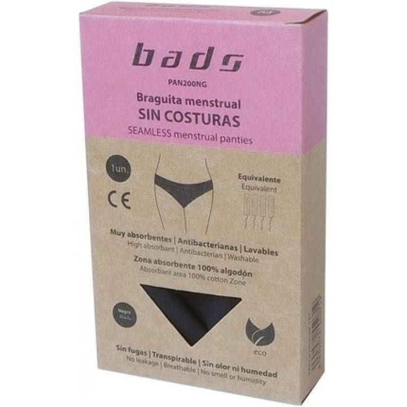 Black Seamless Menstrual Panties Size M