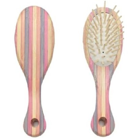 BIFULL Mini Striped Brush Bamboo Oval PUA Wood Black White Standard