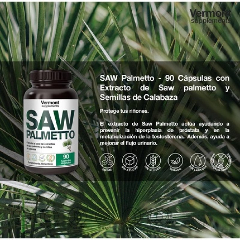 SAW Palmetto 90 Capsules with Saw Palmetto Extract and Pumpkin Seeds - Perfect for Kidney Health and Anti-Irritation