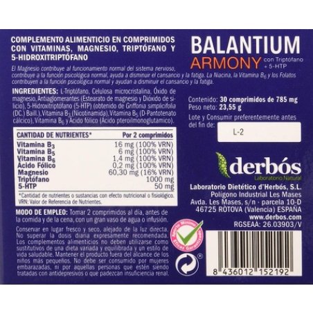 Derbos Balantium Harmony 30 Tablets 500g