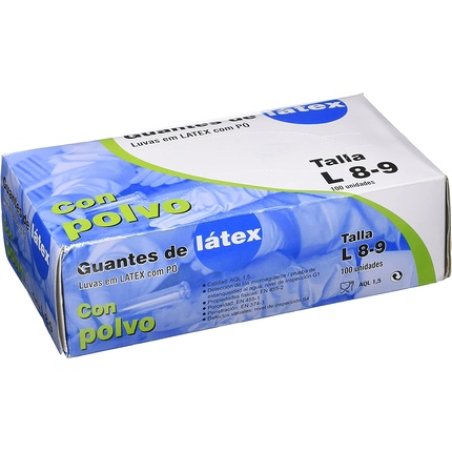 CuatroGasa Latex Powdered Gloves Size 8-9 Pack of 100