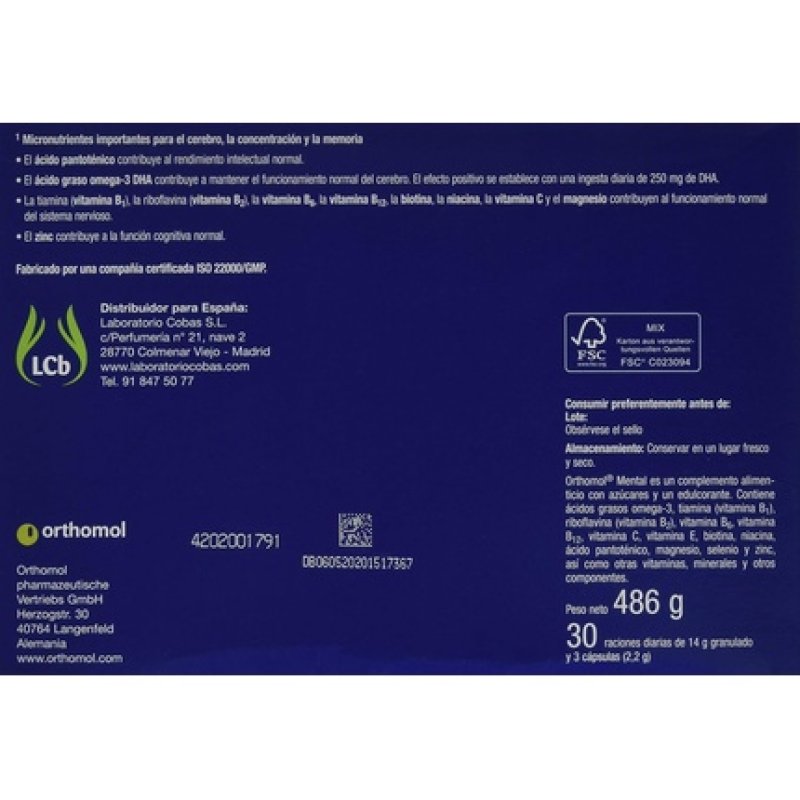 Orthomol Mental 30 Capsules and Caps
