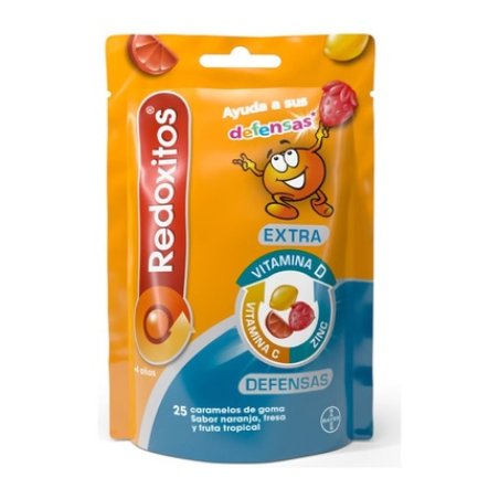 Redoxon Redoxitos Extra Defenses 25 Gummy Candies - Orange, Strawberry, And Tropical Fruit Flavor