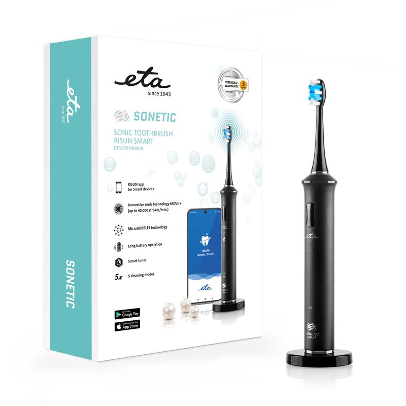 Eta ETA770790000 brosse à dents électrique Adulte Brosse à dents à ultrasons Noir