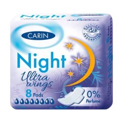 Carin Ultra Wings Night Sanitary Pads - 8 Pieces