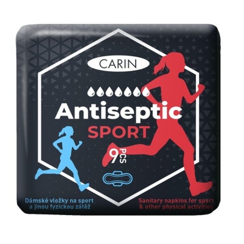 Carin Antiseptic Sport Ultra-Thin Pads With Wings For Athletes - 9 Pieces