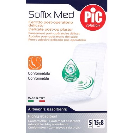Soffix Med TNT Plaster with Central Absorbent Pad Antibacterial 15x8cm - Pack of 5