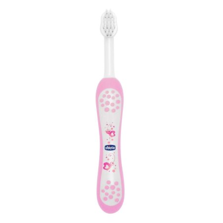 Chicco Strawberry Toothpaste with Fluoride and Pink Brush