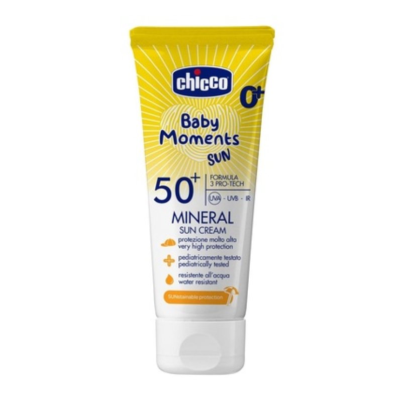 Chicco Mineral Sunscreen SPF 50 for Kids Water Resistant Excellent Protection Against UVA UVB and Infrared 75ml