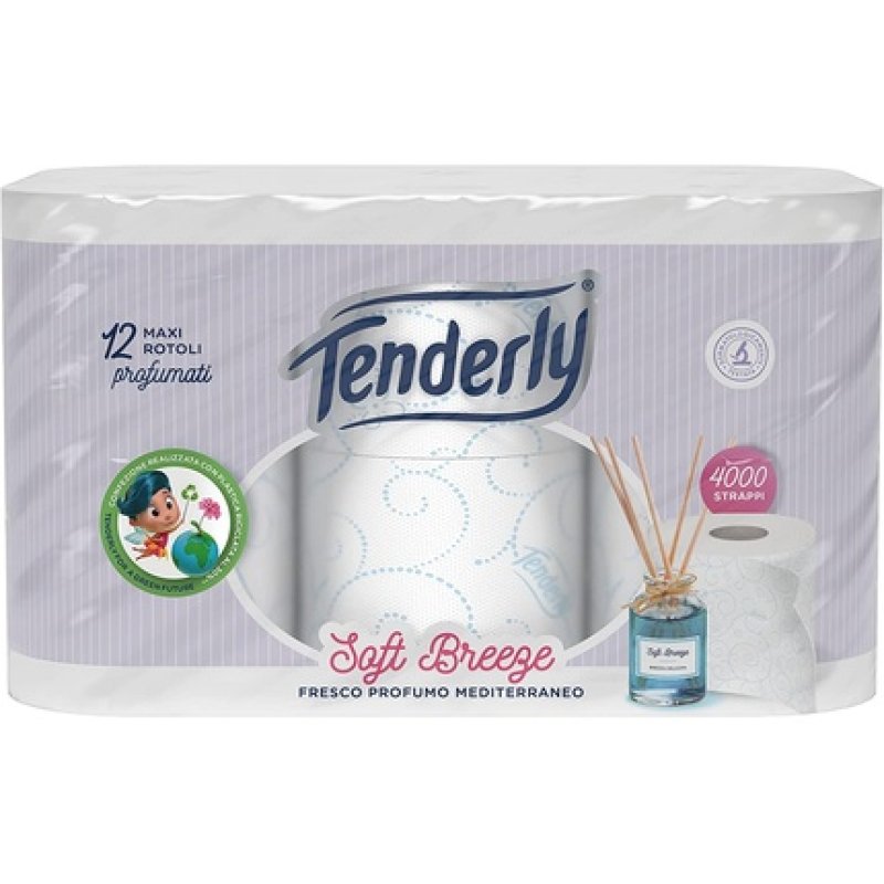 Tenderly Soft Breeze Toilet Paper Soft 12 Oversized Rolls With A Fresh