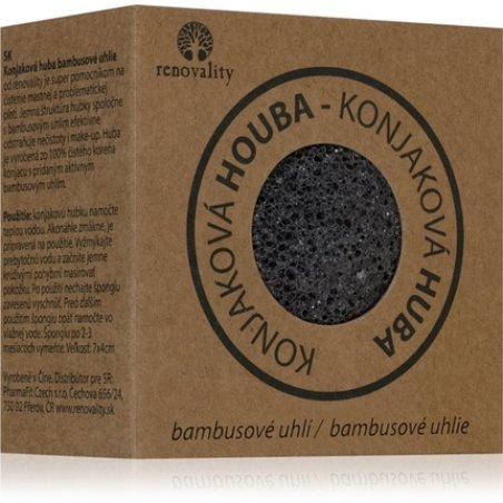 Renovality Konjac Mushroom Bamboo Charcoal Cleansing Sponge - Size: 7x4 cm