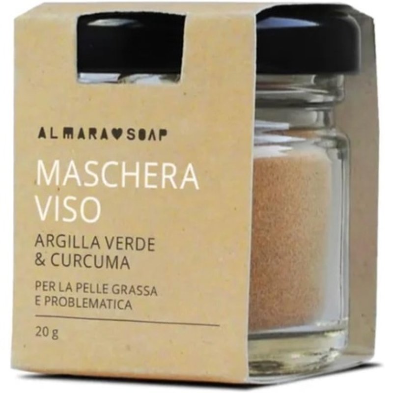 Almara Soap Green Clay and Turmeric Face Mask for Problematic Oily Skin 20g