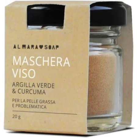 Almara Soap Green Clay and Turmeric Face Mask for Problematic Oily Skin 20g