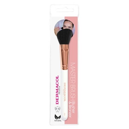 Blush and Bronzer Cosmetic Brush with Case in Rose Gold D54