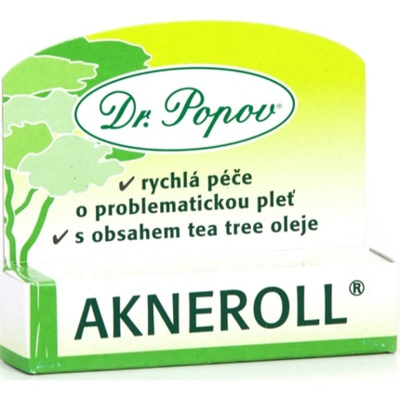 Dr. Popov Akneroll with Tea Tree 6 ml - Localized Treatment for Acneic Skin Imperfections