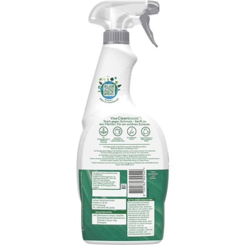 Viss Cleanboost Universal Multi-Surface Spray 2-in-1 Cleaner Removes 99.9% of Bacteria and Special Viruses 750ml