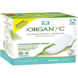 Organyc Organic Cotton Night Pads with Wings Certified SUPER PLUS 7 Pack