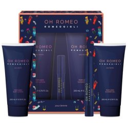 ROMEO GIGLI Gift Set for Women with Body Lotion 200 ml, Shower Gel 200 ml, Solid Perfume Pen 32 ml with Woody and Amber