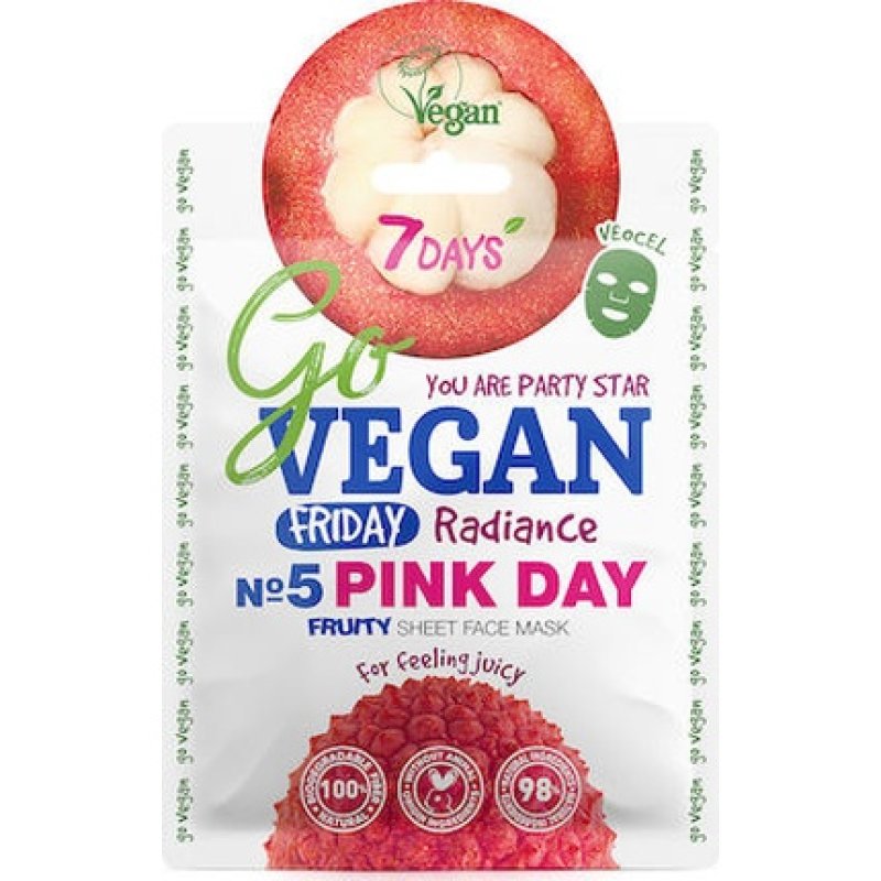 7days Go Vegan Pink Day Radiance Sheet Face Mask - 25 Grams