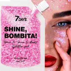 7DAYS Shine Bombita Glitter Gel for Face Hair Body Sparkling Face Paint with Chunky Sequins for Party Rave Festival