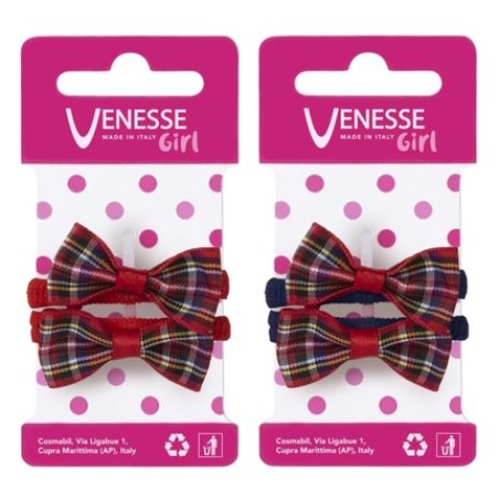 Girl's Elastic Hair Bands VENESSE Microfiber with Bow 2 Pieces 5678B