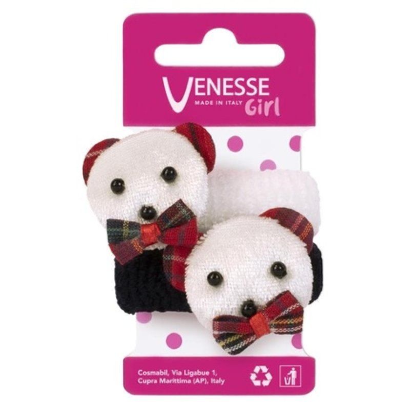 Sponge Elastics for Girls with Teddy Bear 2 pcs