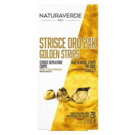 Naturaverde Body Depilatory Strips Gold 24k - 20 pcs with 4 Post-Depilation Wipes