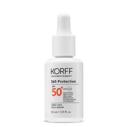 Korff 365 Protection Face Serum SPF 50 High Sun Protection 8h Moisture Liquid Texture Suitable for All Skin Types 30ml