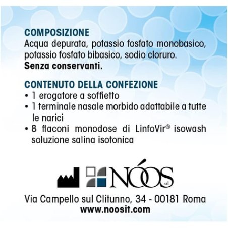 Noos Isotonic Saline Solution Linfovir Isowash 60ml - Pack of 8