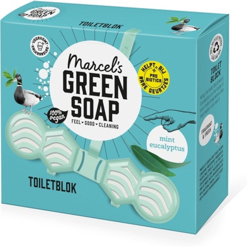 Marcel's Green Soap Toilet Block Mint & Eucalyptus Fragrant Toilet Freshener 35g